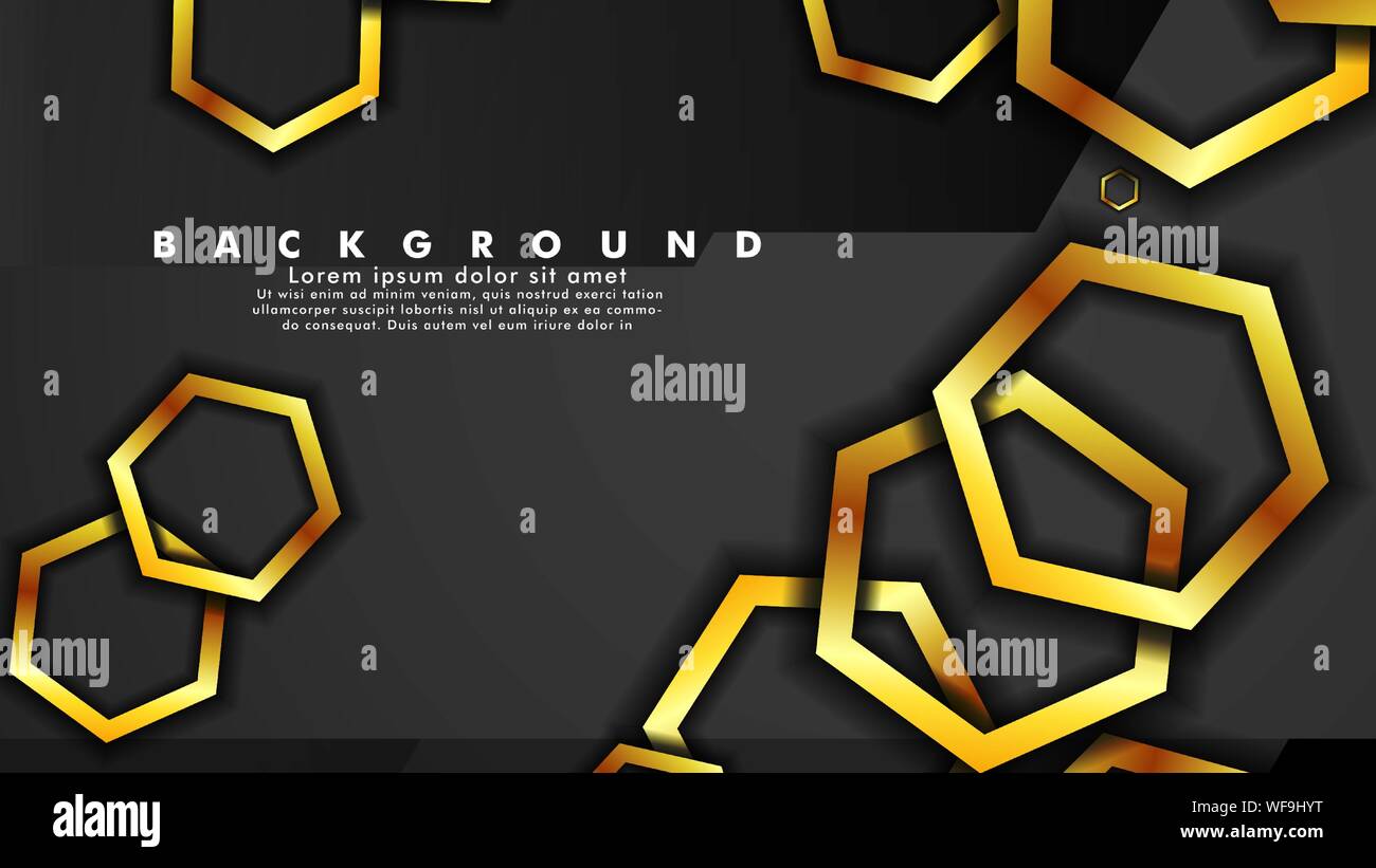 Vector background design that overlaps with hexagon gold color ...