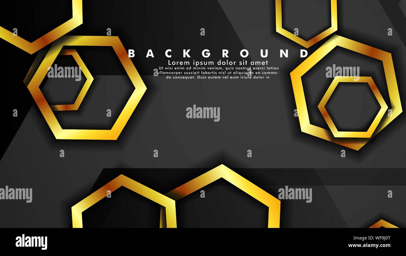Vector background design that overlaps with hexagon gold color ...