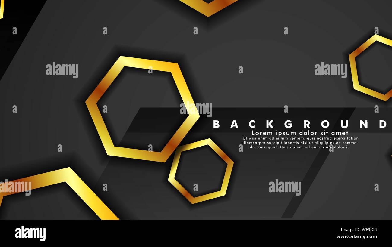 Vector background design that overlaps with hexagon gold color ...