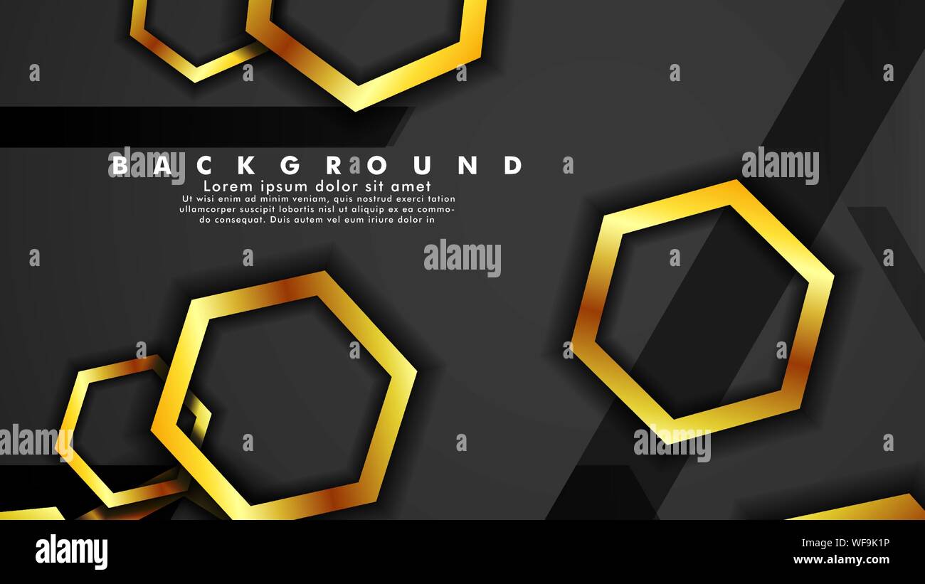 Vector background design that overlaps with hexagon gold color ...
