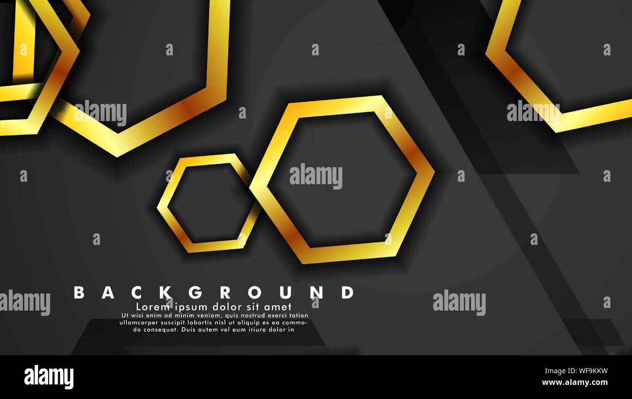 Vector background design that overlaps with hexagon gold color ...