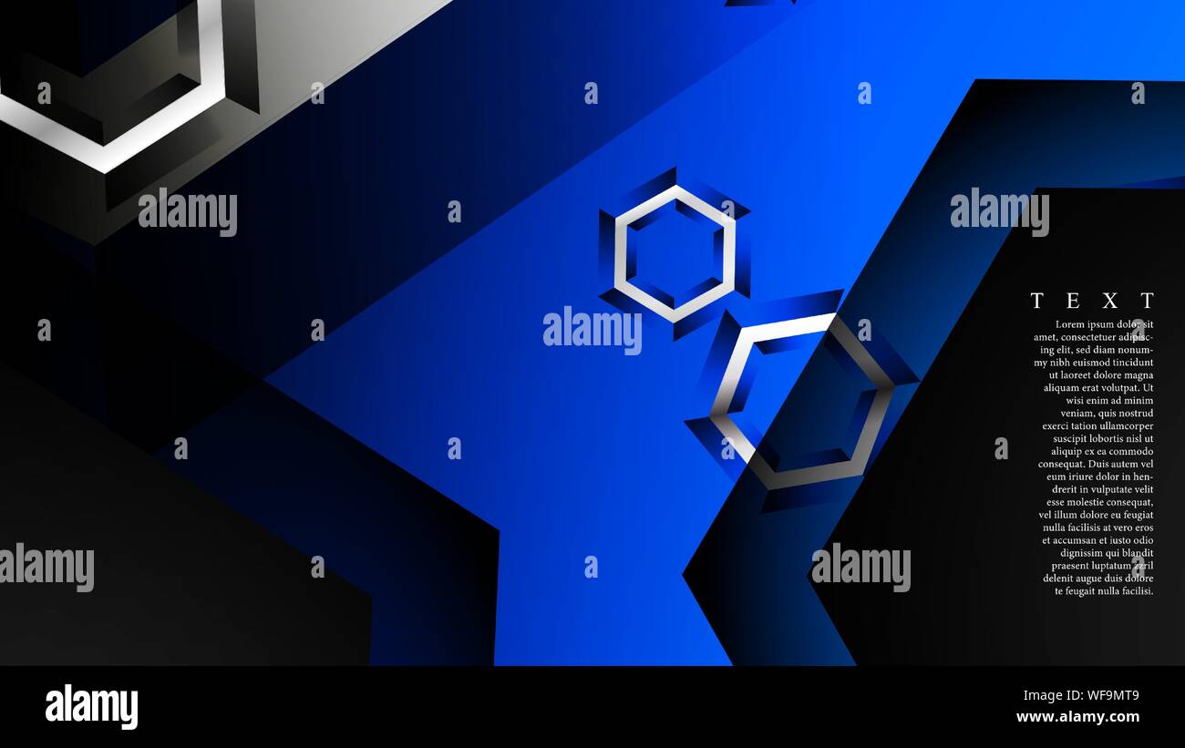 Vector hexagon overlaps and blue color for background, space for text ...