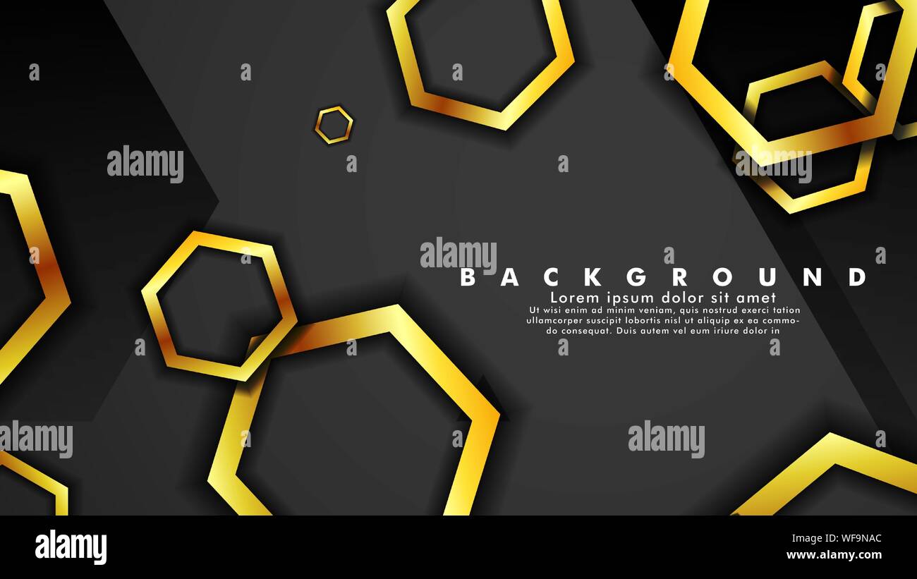 Vector background design that overlaps with hexagon gold color ...