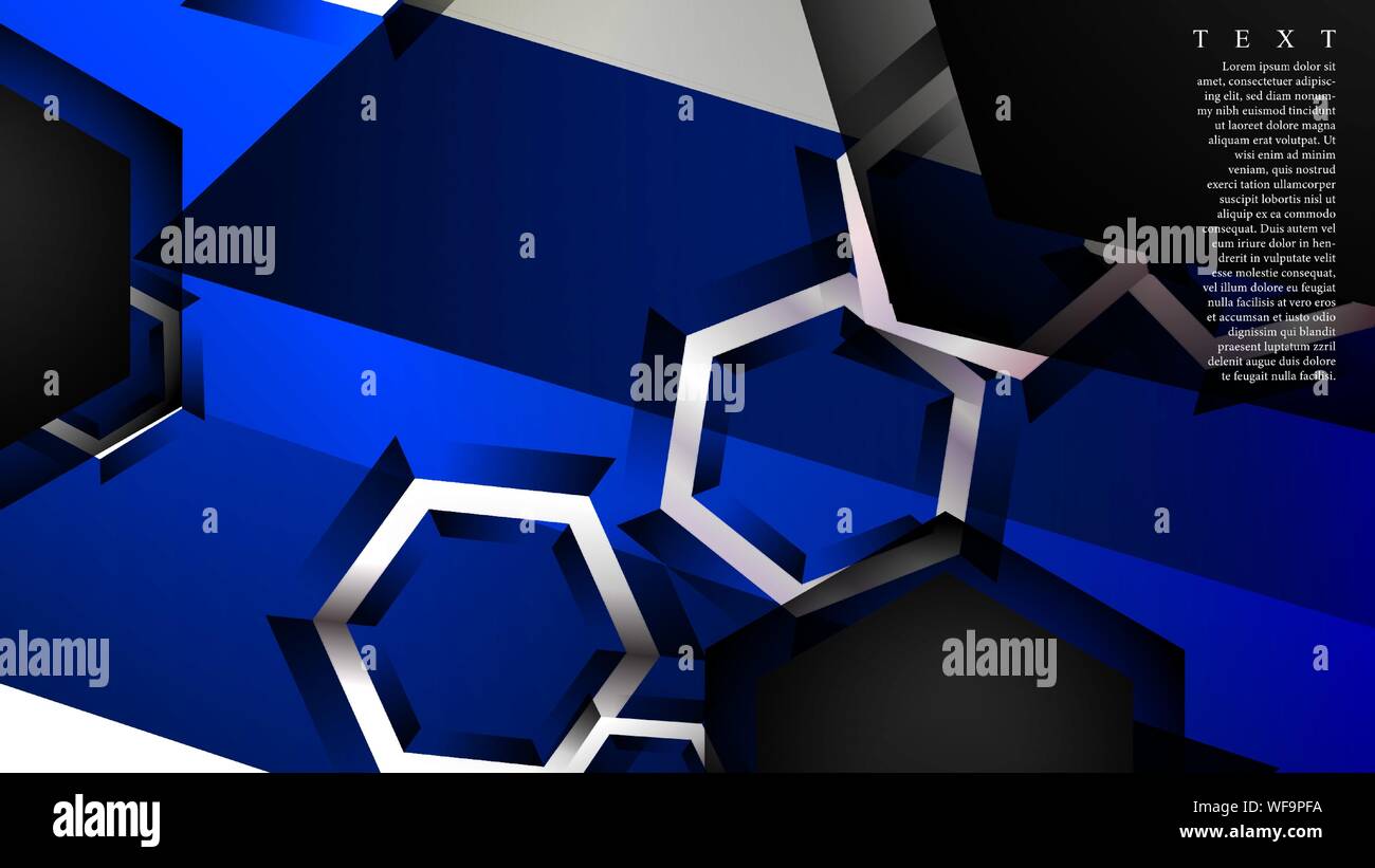 Vector hexagon overlaps and blue color for background, space for text ...