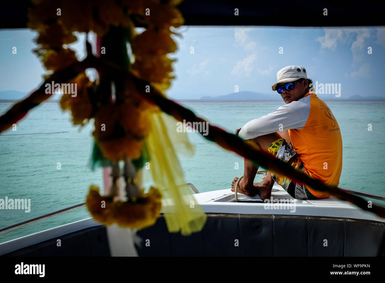 Indian man sitting on boat hi-res stock photography and images - Alamy