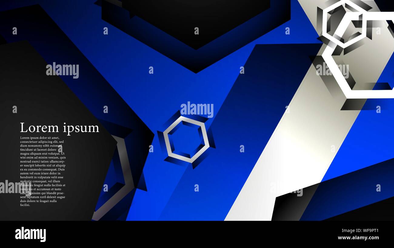 Vector hexagon overlaps and blue color for background, space for text ...