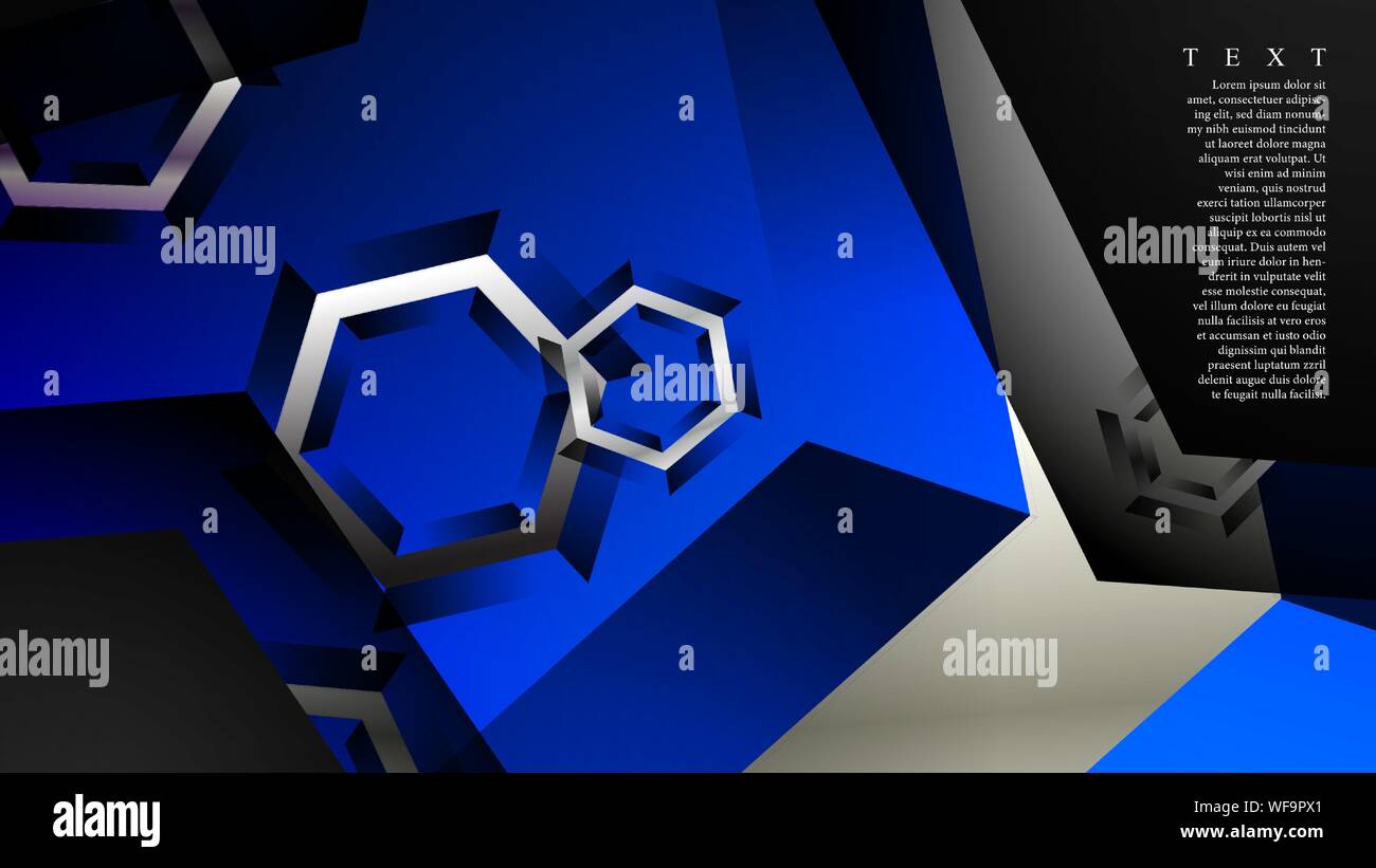 Vector hexagon overlaps and blue color for background, space for text ...