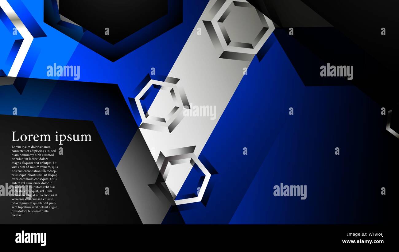 Vector hexagon overlaps and blue color for background, space for text ...