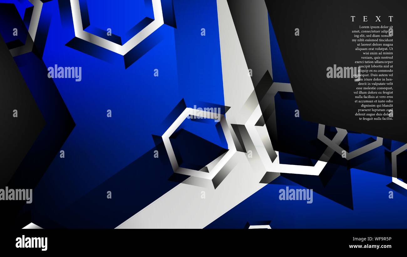 Vector hexagon overlaps and blue color for background, space for text ...