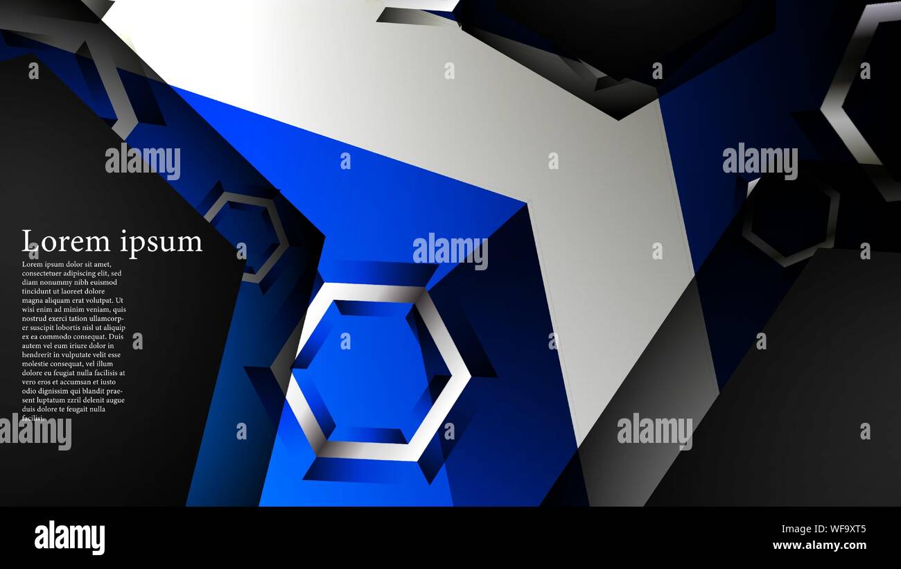 Vector hexagon overlaps and blue color for background, space for text ...
