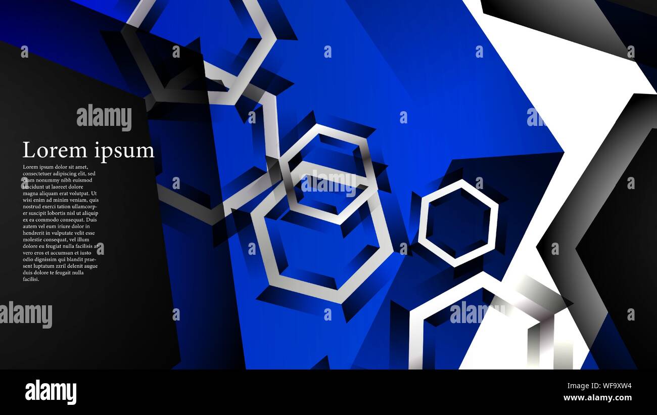 Vector hexagon overlaps and blue color for background, space for text ...