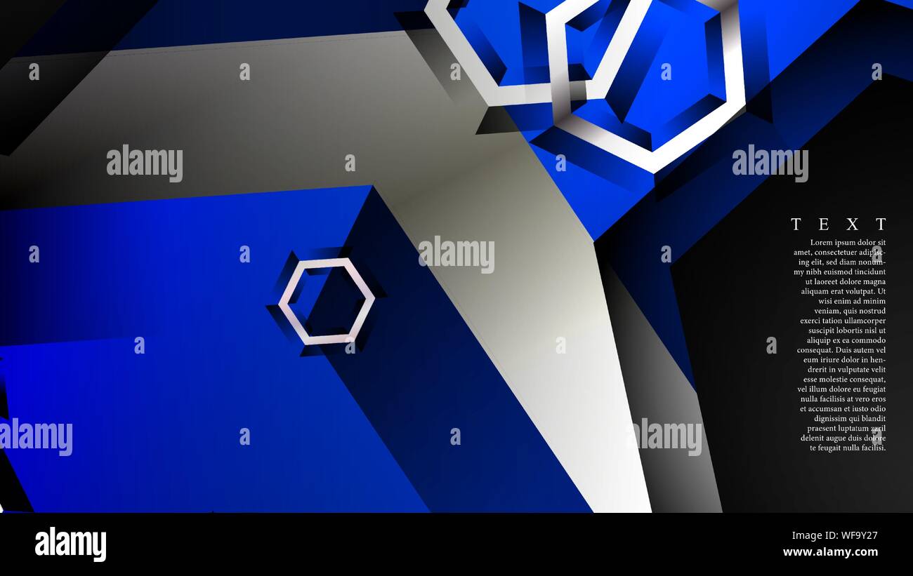 Vector hexagon overlaps and blue color for background, space for text ...