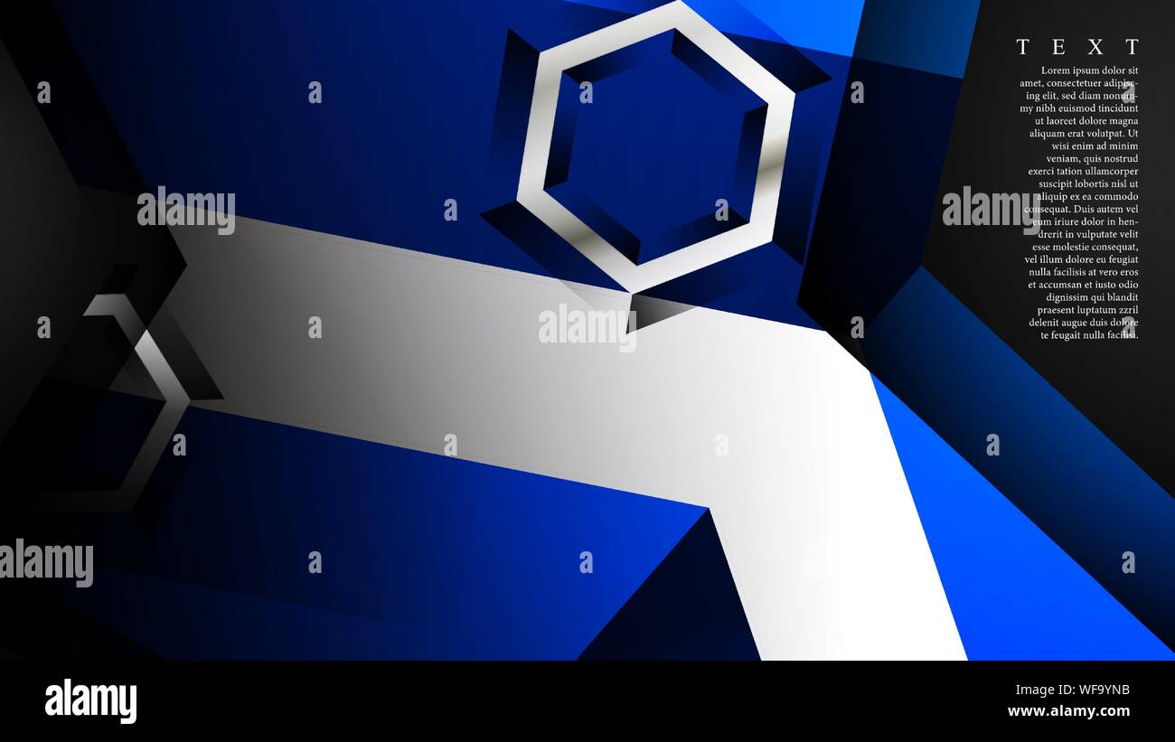Vector hexagon overlaps and blue color for background, space for text ...