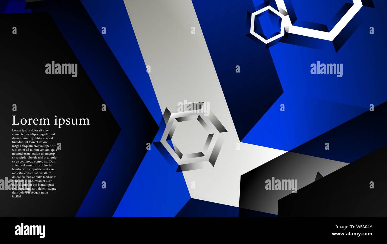 Vector hexagon overlaps and blue color for background, space for text ...
