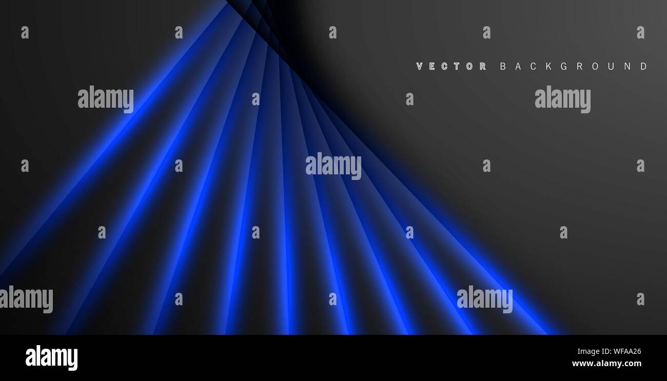 Blue light line shadow dark grey luxury background Stock Vector