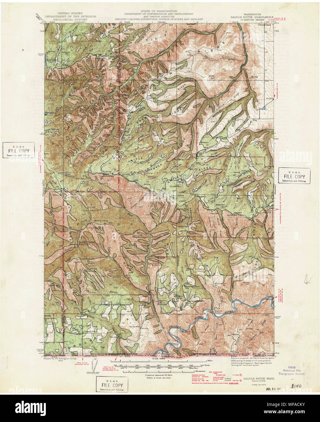 Topograph Map Vector USGS Topo Map Washington State WA Saddle Butte 243552 1946 62500 ...