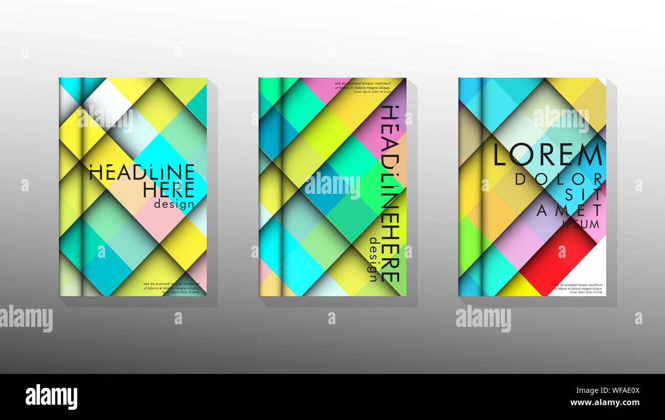 Vector collection book with colorful background shapes. printing design ...
