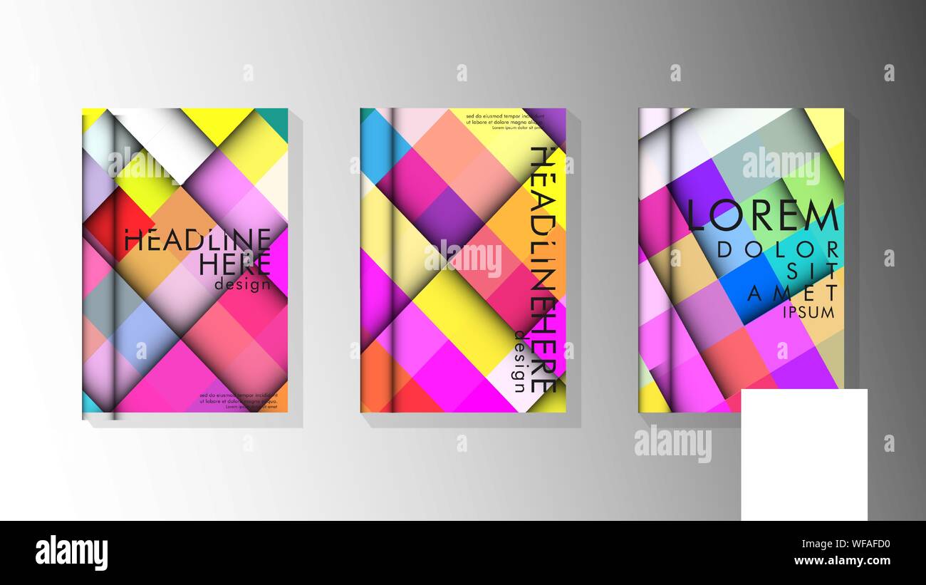Vector collection book with colorful background shapes. printing design ...