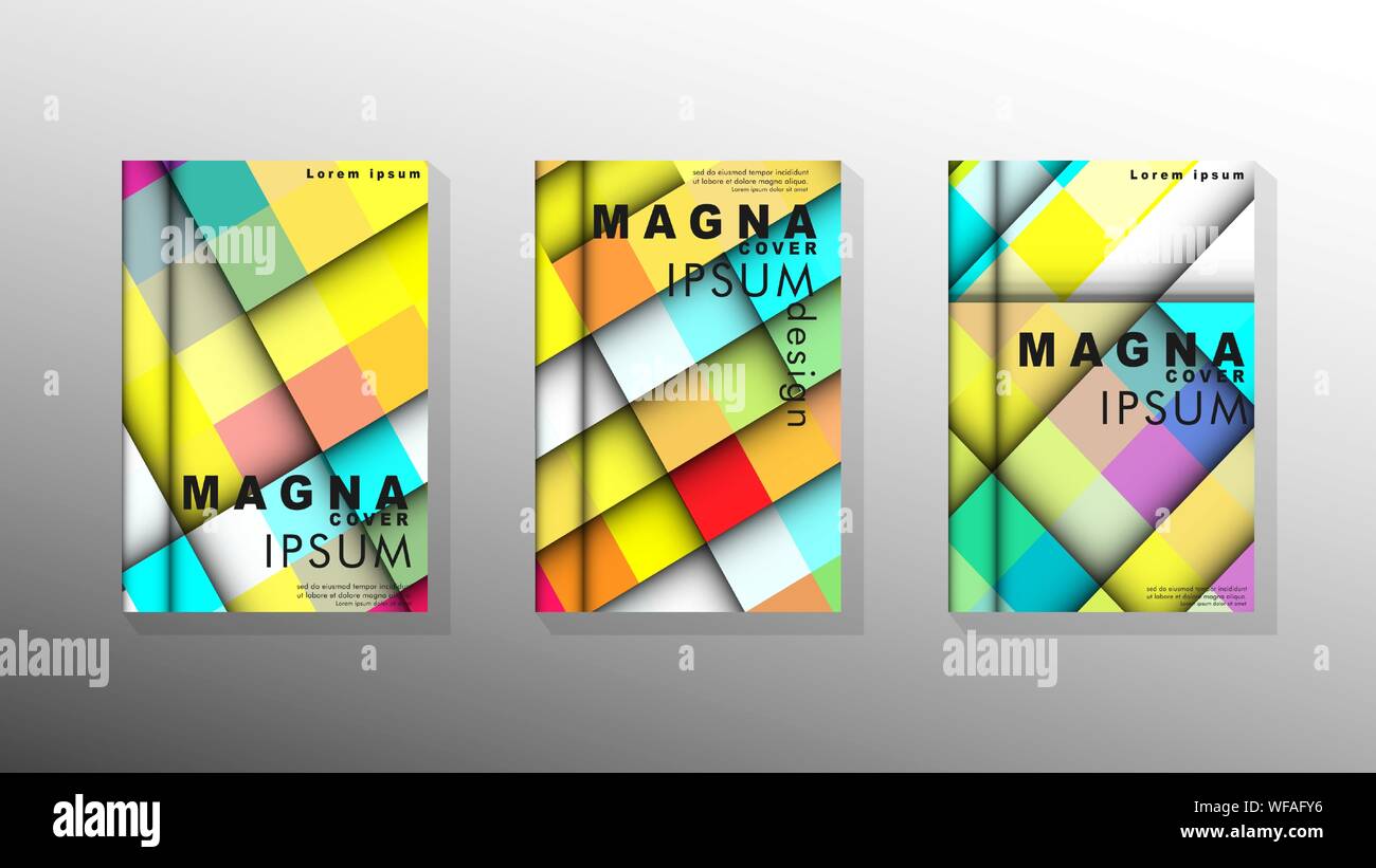 Vector collection book with colorful background shapes. printing design ...