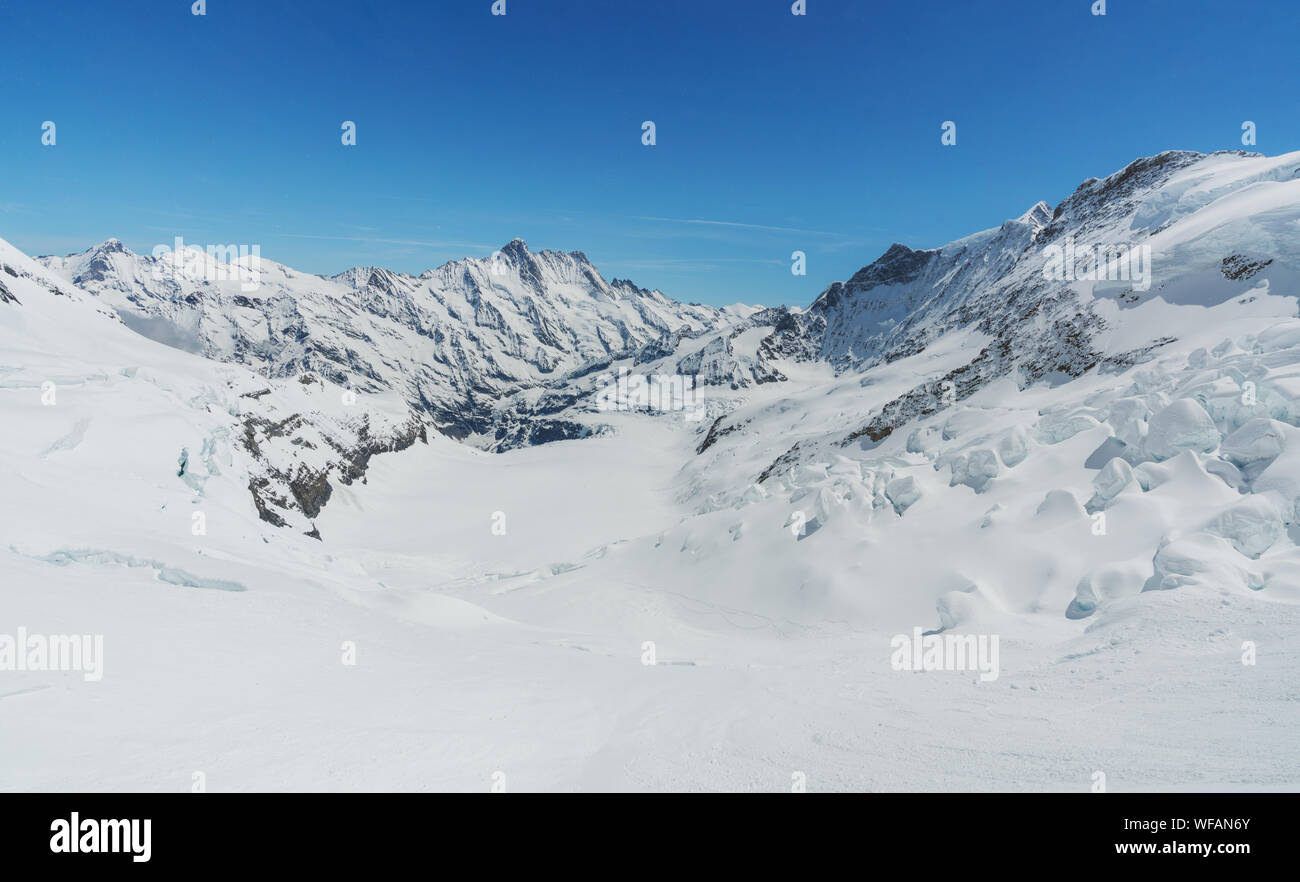 Panoramic winter mountain in Swiss alps mountain range, Switzerland ...