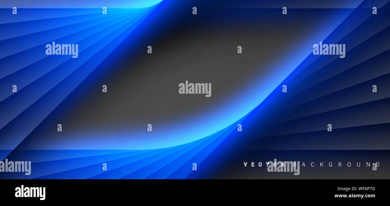 Blue light line shadow dark grey luxury background Stock Vector