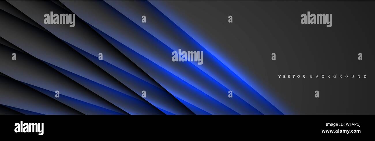 Blue light line shadow dark grey luxury background Stock Vector