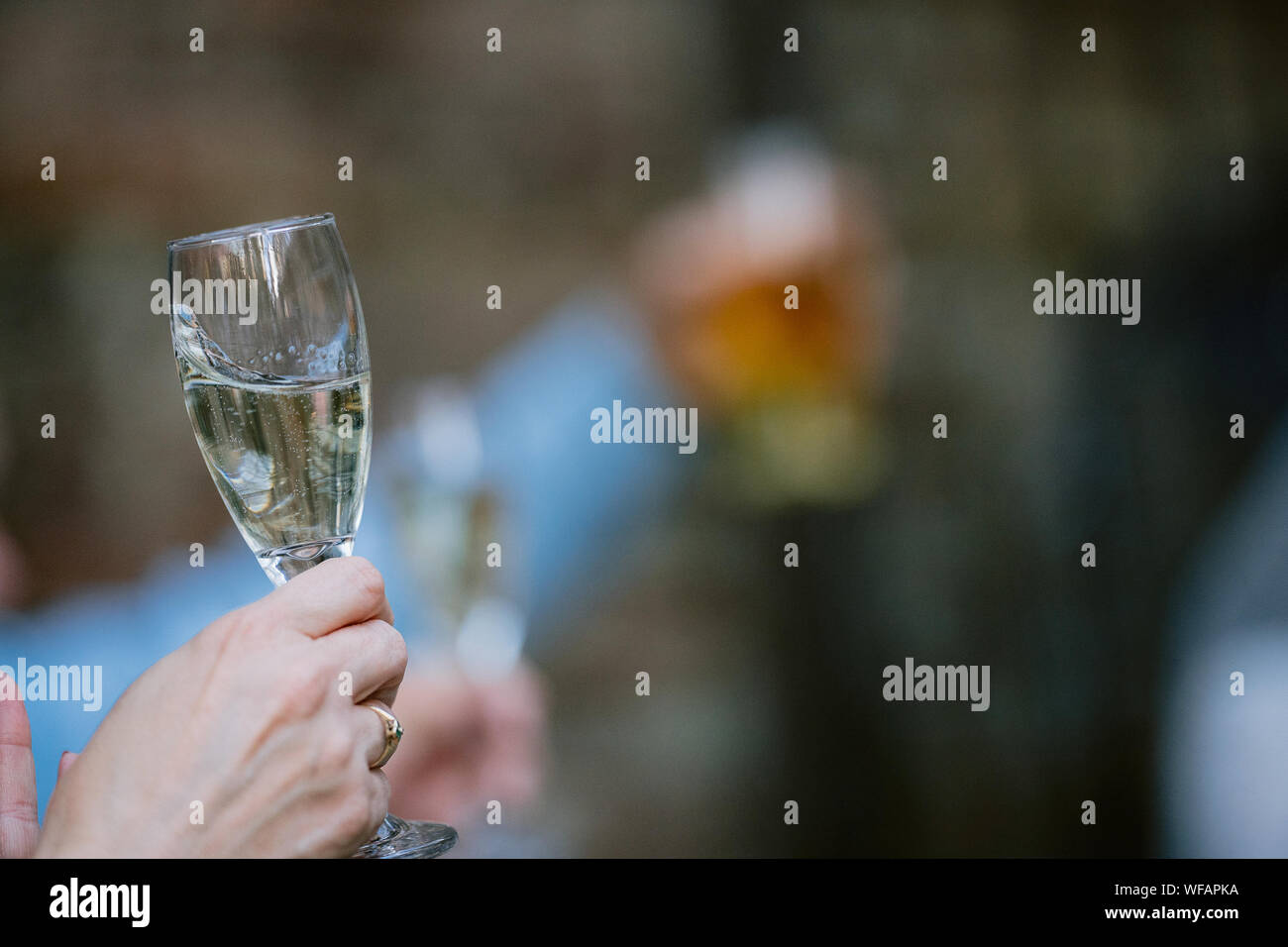Champagne Glass At Wedding Speech Stock Photo