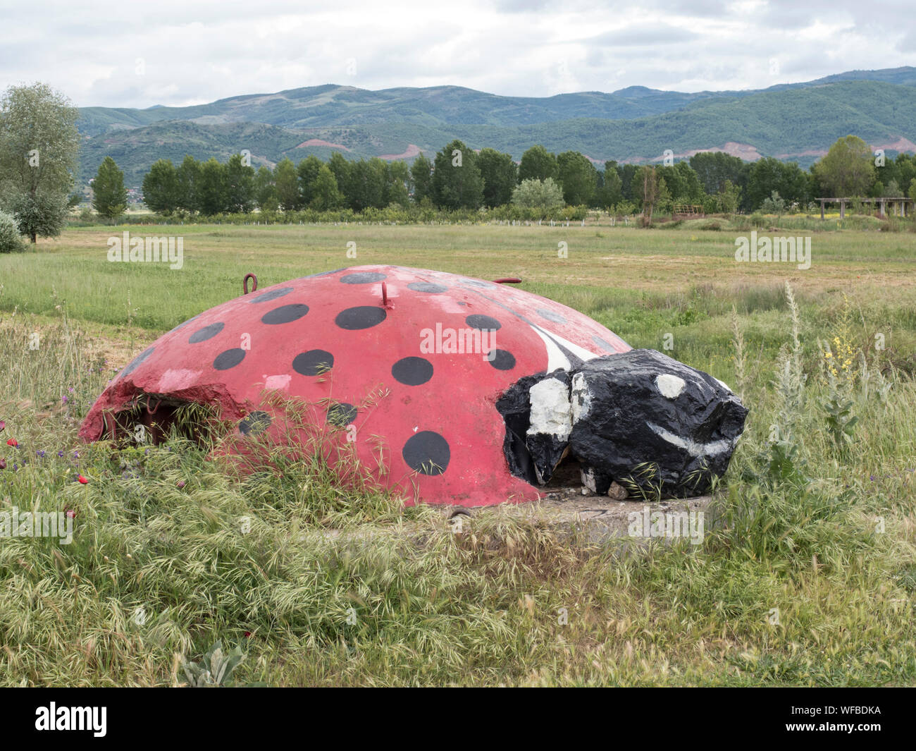 A concrete dugout from the Hoxha time in Albania, now an art