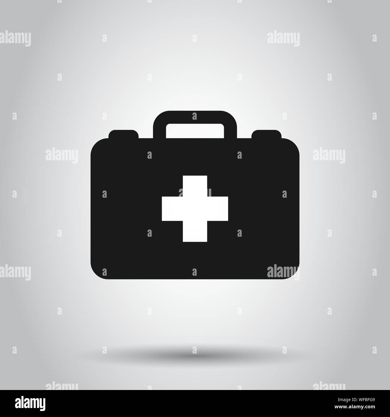 First aid kit icon in flat style. Health, help and medical diagnostics ...