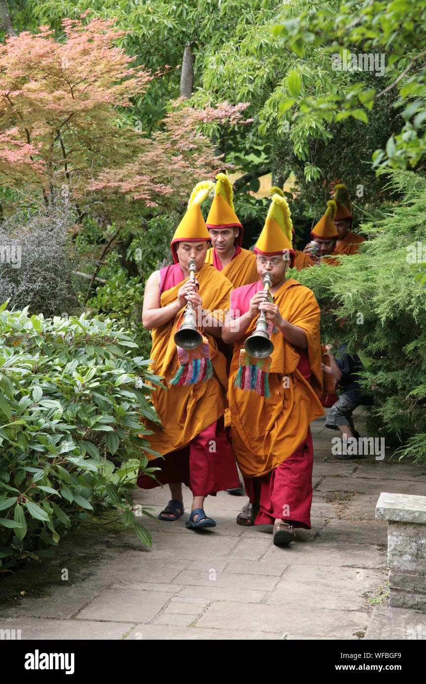 Tibetan ceremony with costumes and musical instruments Stock Photo Alamy