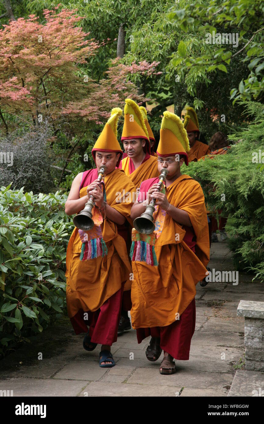 Tibetan ceremony with costumes and musical instruments Stock Photo Alamy