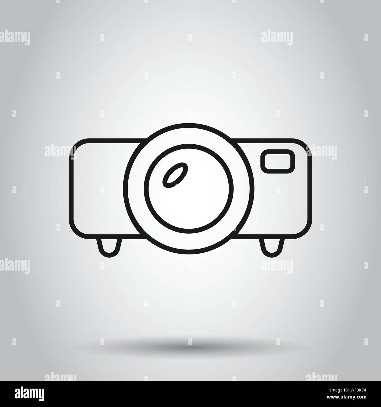Video projector sign icon in flat style. Cinema presentation device ...