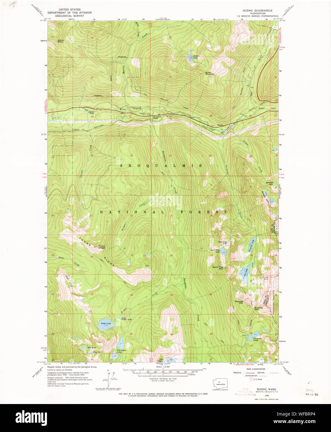 USGS Topo Map Washington State WA Scenic 243592 1965 24000 Restoration ...