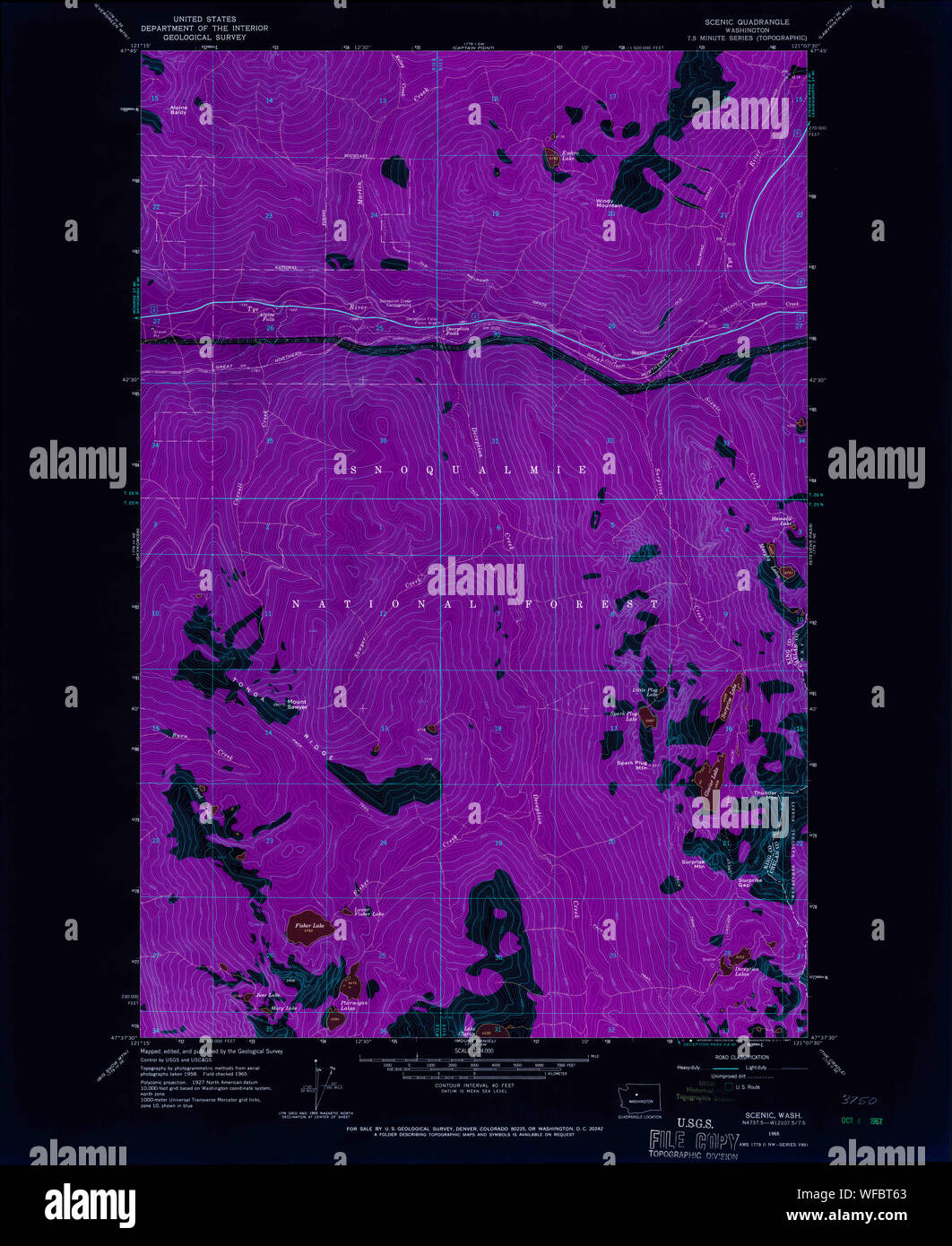 USGS Topo Map Washington State WA Scenic 243593 1965 24000 Inverted ...