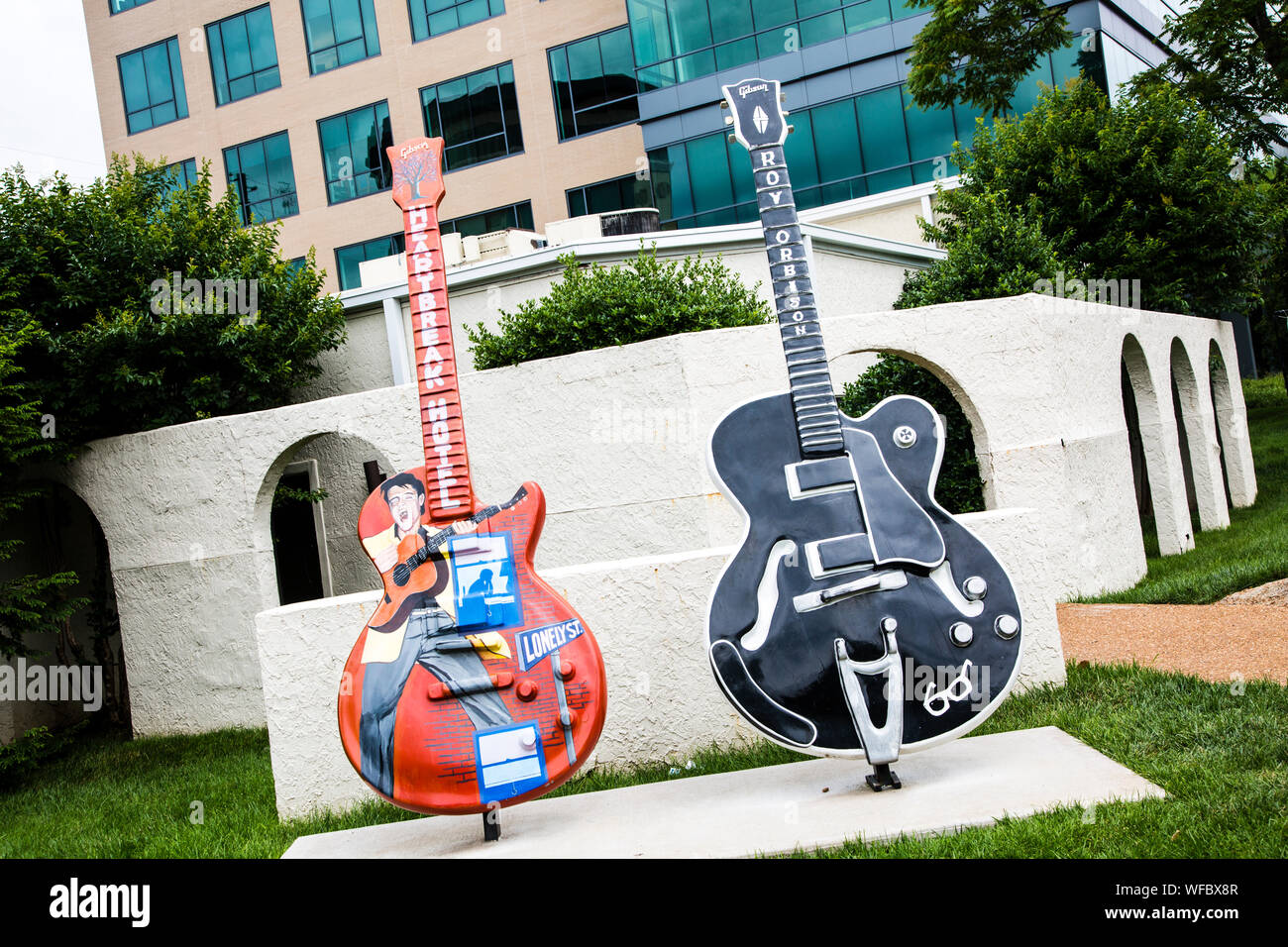 Large guitars in memorial to Elvis Presley and Roy Orbison, Music Row