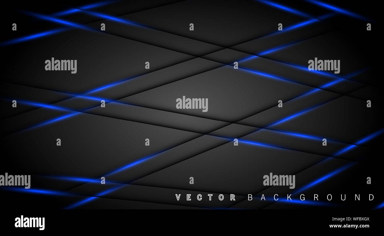 Blue light line shadow dark grey luxury background Stock Vector