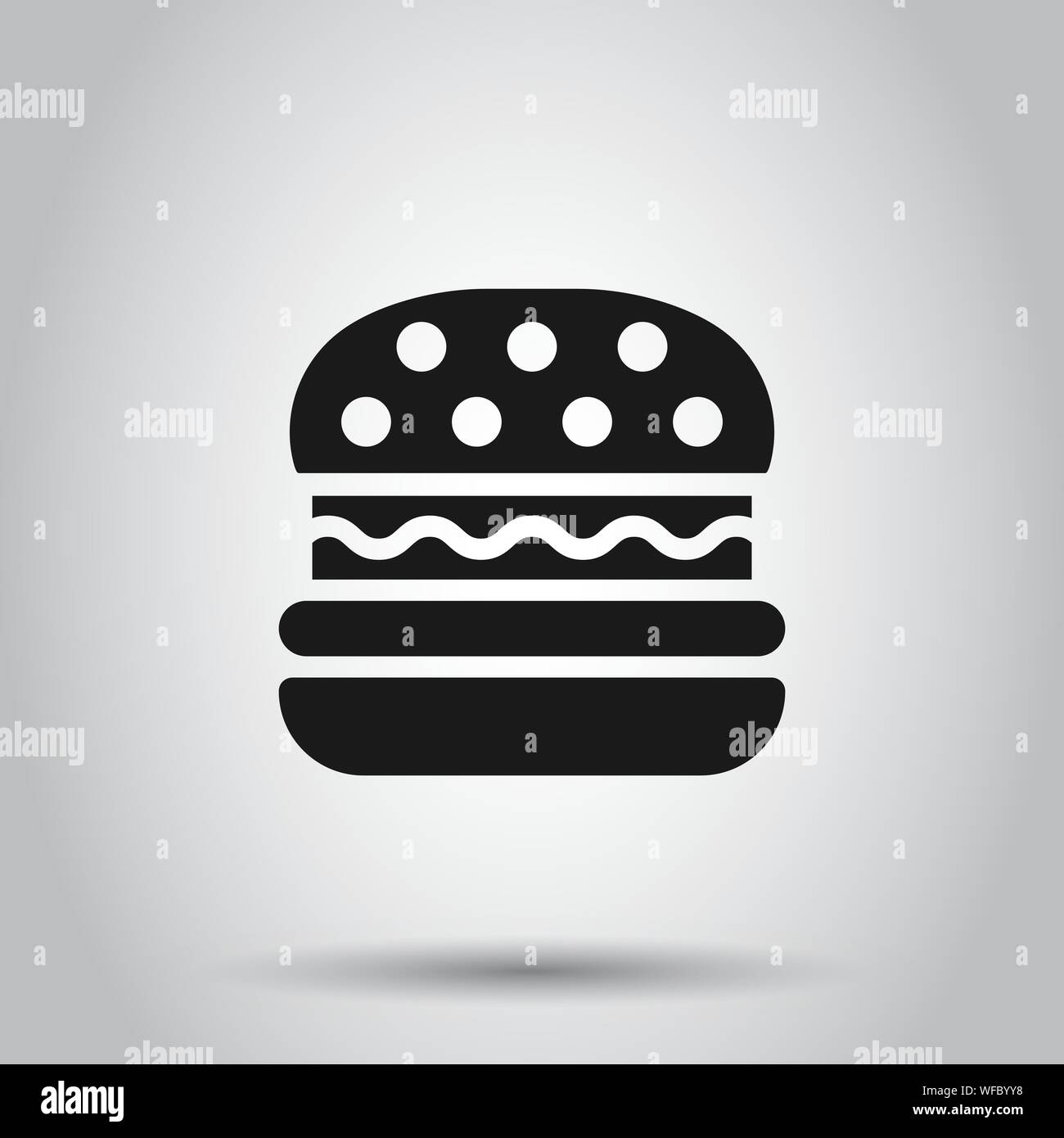 Burger sign icon in flat style. Hamburger vector illustration on ...