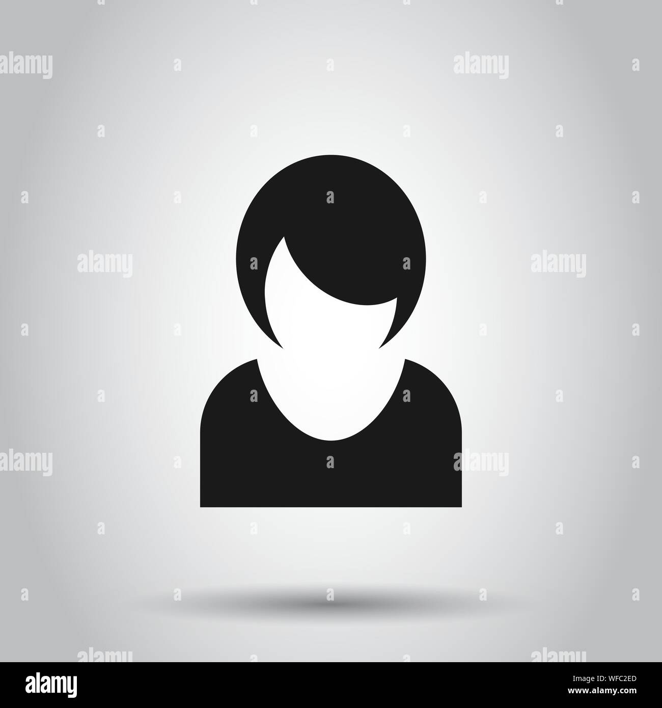 Woman sign icon in flat style. Female avatar vector illustration on isolated background. Girl face business concept. Stock Vector