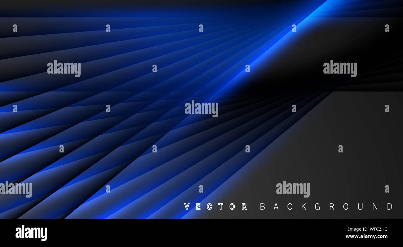 Blue light line shadow dark grey luxury background Stock Vector