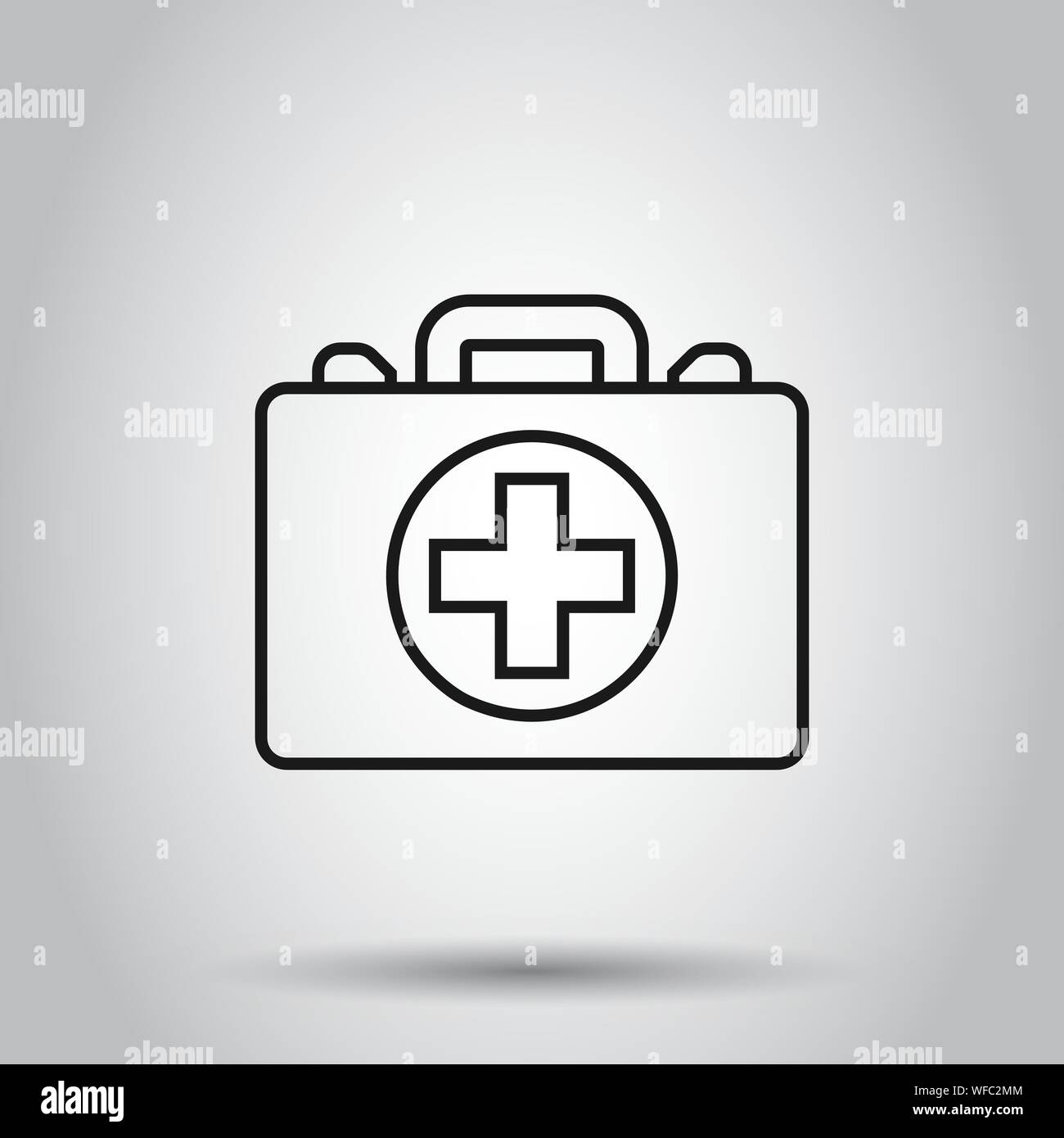 First aid kit icon in flat style. Health, help and medical diagnostics ...