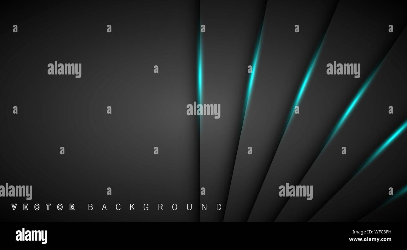 Blue light line shadow dark grey luxury background Stock Vector