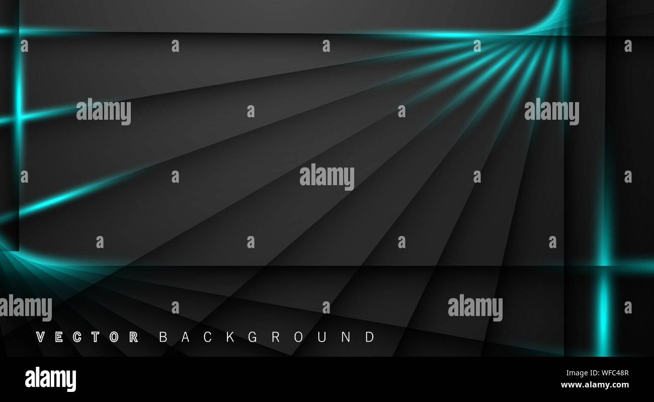 Blue light line shadow dark grey luxury background Stock Vector