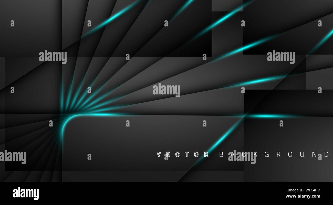 Blue light line shadow dark grey luxury background Stock Vector