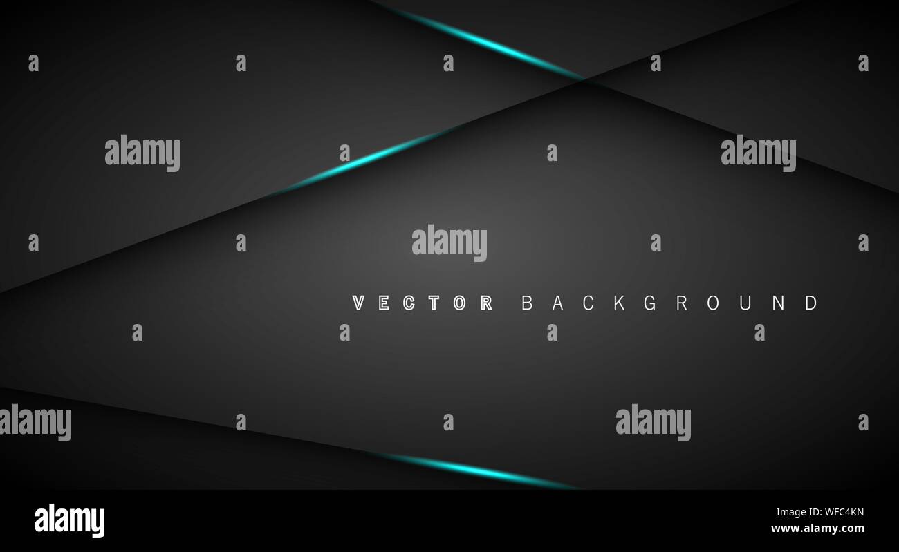 Blue light line shadow dark grey luxury background Stock Vector