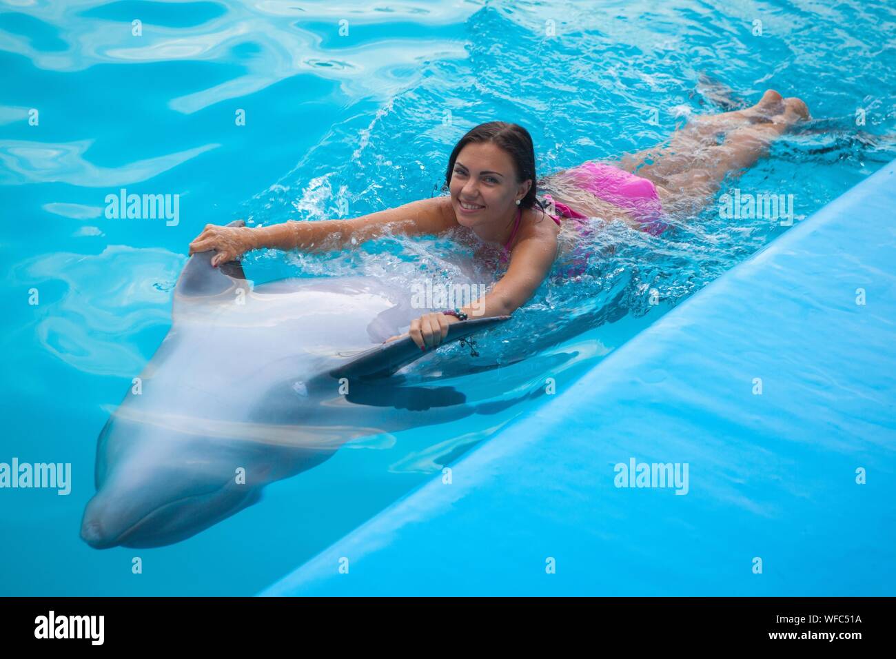 Woman swimming pool high view hi-res stock photography and images - Alamy