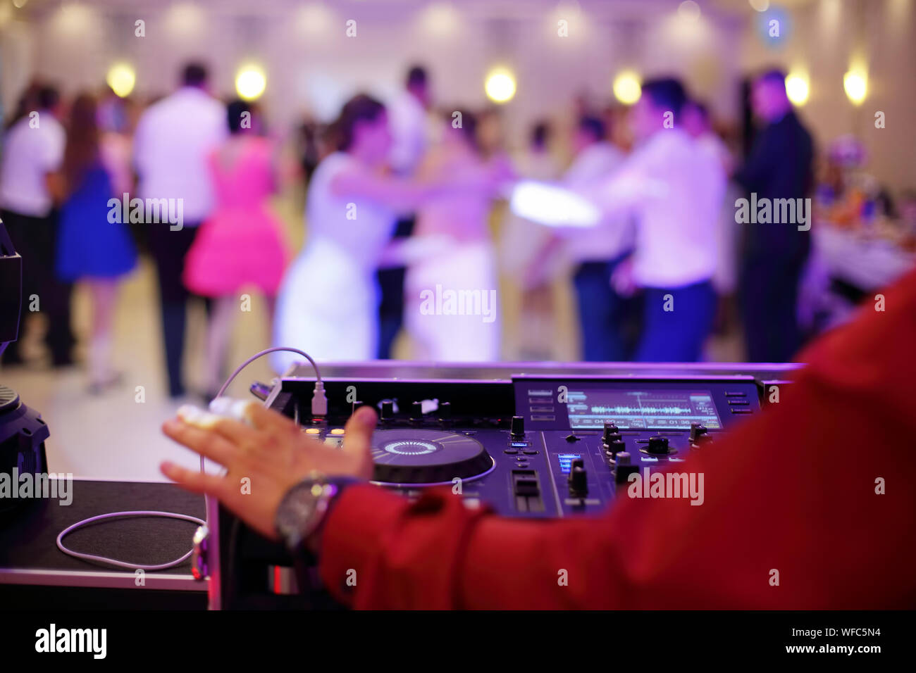 Dancing couples during party or wedding celebration Stock Photo