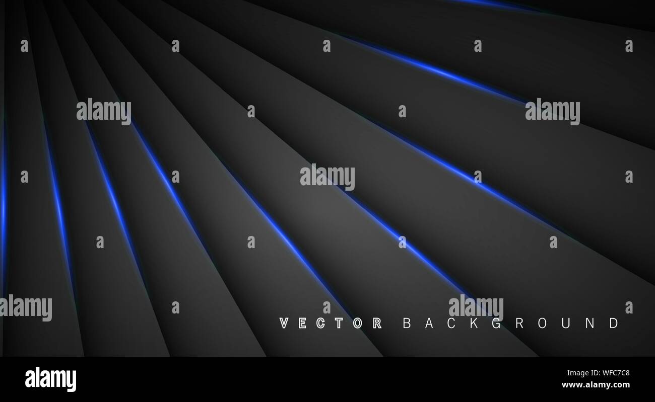 Blue light line shadow dark grey luxury background Stock Vector