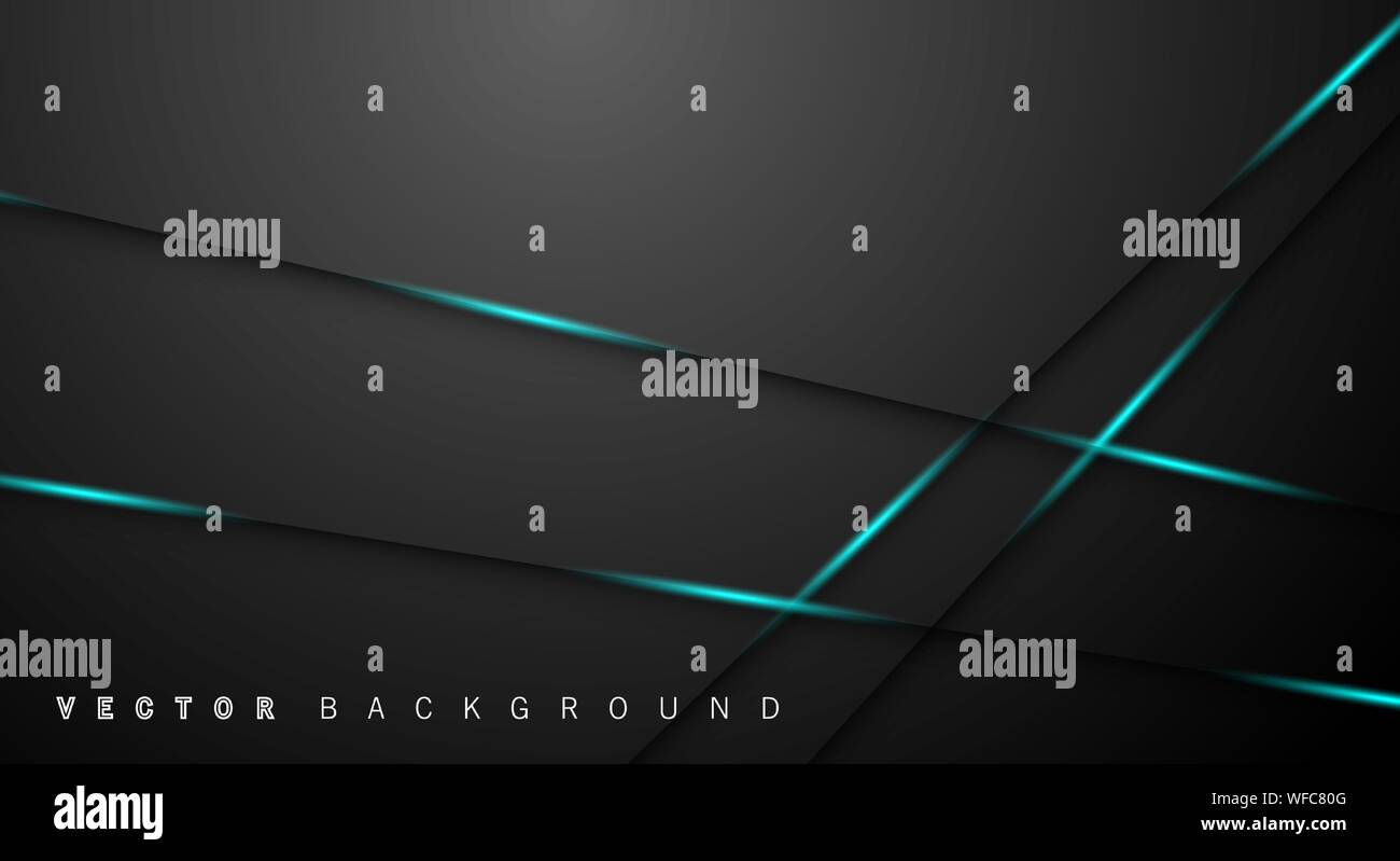 Blue light line shadow dark grey luxury background Stock Vector