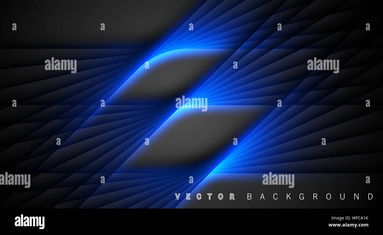 Blue light line shadow dark grey luxury background Stock Vector