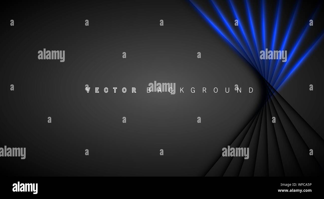 Blue light line shadow dark grey luxury background Stock Vector
